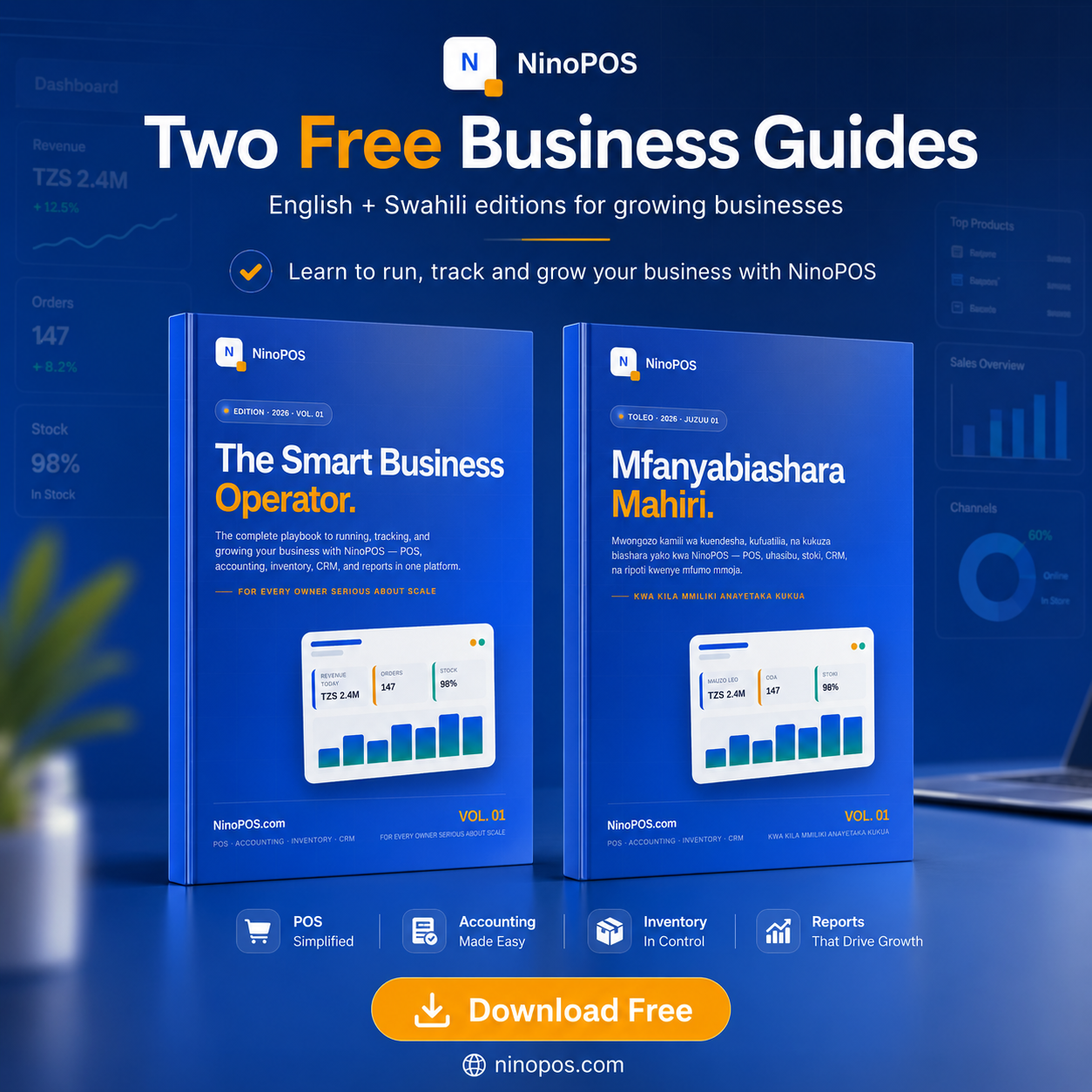 ninoPOS Two Free Business Guidebooks — English + Swahili editions
